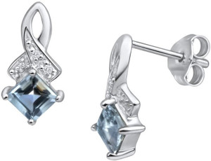 Kataria Jewellers Semi-Precious Aquamarine 92.5 BIS Hallmarked Silver Stud Earring