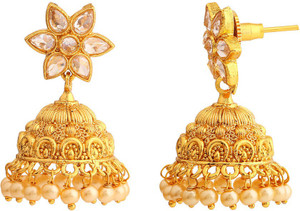 Rajwada Arts Gold colored Brass Designer Jhumki Brass Jhumki Earring