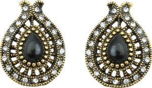 Waama Jewels Elegant Pair Of earring Adorned With Black Pearls Pearl Brass Stud Earring
