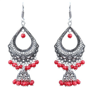 Waama Jewels red Fashion Jewellery For Girls Festival Gift to Wife Pearl Brass Dangle Earring