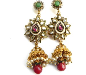 Waama Jewels Kundan Hangings Brass Jhumki Earring