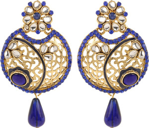Shining Jewel Fancy Traditional Chand bali Crystal Brass Chandbali Earring