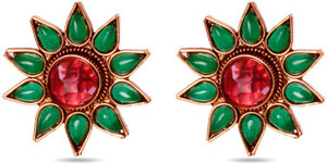 Voylla Artificial Floral Plain Crystal Alloy Stud Earring
