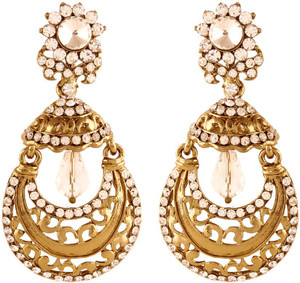 I Jewels Traditional Gold Plated Jhumka Shaped Alloy Chandbali Earring