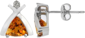 Kataria Jewellers Semi-Precious Citrine 92.5 BIS Hallmarked   Silver Stud Earring