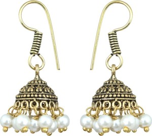 Waama Jewels Elegant Pair Of earring Adorned With White Pearls Pearl Brass Jhumki Earring