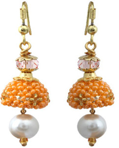 Waama Jewels Golden Plating lattice work indian cultare Brass Drop Earring