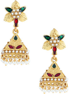 Gold & More Kundan & Meenakumari Pearl, Cubic Zirconia Alloy Jhumki Earring