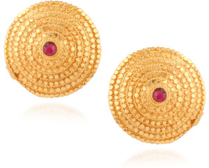 Fashionaya Pink Ethnic Cubic Zirconia Brass Stud Earring