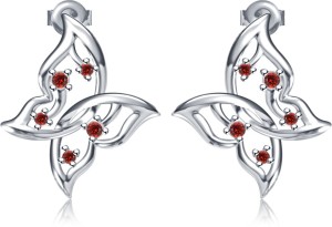 Kirati Butterfly Design Garnet Sterling Silver Stud Earring