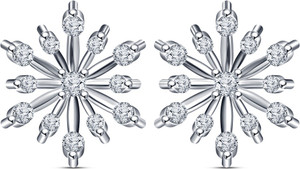 Kirati classy Flower Shape Cubic Zirconia Sterling Silver Stud Earring
