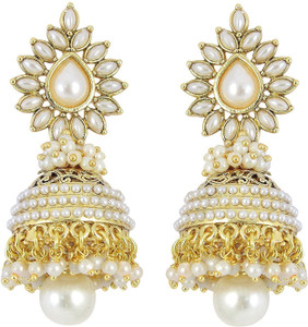 Jewels Gold Cubic Zirconia Alloy Stud Earring, Jhumki Earring