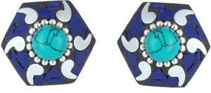 Waama Jewels Multi Color Cubic Zirconia Silver Plated back Push Style for Women Cubic Zirconia Brass Stud Earring