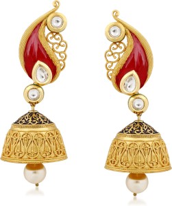 VK Jewels Charming Kundan Alloy Jhumki Earring