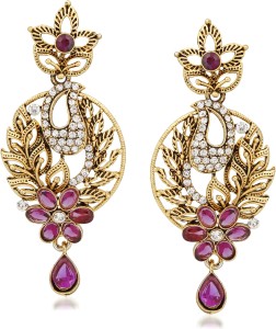 VK Jewels Flower and Leaf Alloy Drop Earring