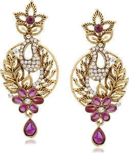 VK Jewels Flower and Leaf Alloy Drop Earring