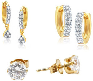 Jewels Guru Just Like Diamond Cubic Zirconia Brass Earring Set