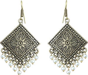 Waama Jewels Party wear Christmas New Year Carnival Gift Pearl Brass Dangle Earring