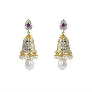 MP Fine Jewellery Sparkling Pair Of Tops Zircon Alloy Jhumki Earring