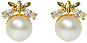 MP Fine Jewellery Beautiful Pair of Fresh Water Tops Zircon Alloy Stud Earring