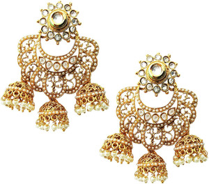 Mehrunnisa Pearls Kundan With Triple For Women Metal Drop Earring