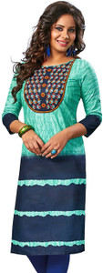 Jevi Prints Cotton Striped, Printed Kurti Fabric