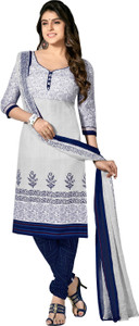 Khushali Cotton Polyester Blend Self Design, Printed Salwar Suit Dupatta Material