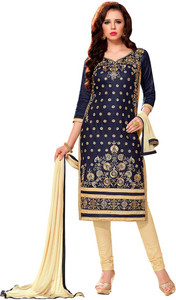 Manvaa Chanderi Embroidered Semi-stitched Salwar Suit Dupatta Material