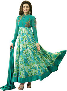 Bipolar Life Georgette Embroidered, Floral Print Semi-stitched Salwar Suit Dupatta Material