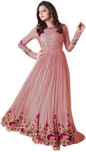 Bipolar Life Georgette Embroidered, Self Design Semi-stitched Salwar Suit Dupatta Material