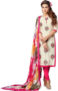 Zelly Creation Cotton Self Design Semi-stitched Salwar Suit Dupatta Material