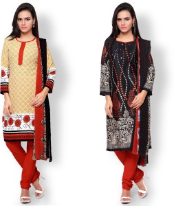 Khushali Crepe Self Design, Printed Salwar Suit Dupatta Material