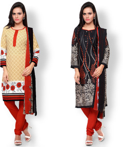 Khushali Crepe Self Design, Printed Salwar Suit Dupatta Material