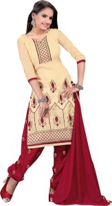 BanoRani Chanderi Embroidered Semi-stitched Salwar Suit Dupatta Material
