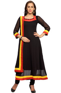 Designersareez Chiffon Solid Semi-stitched Salwar Suit Dupatta Material