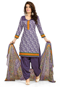 BanoRani Cotton Polyester Blend Printed Salwar Suit Dupatta Material