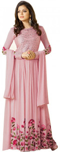 Bipolar Life Georgette Embroidered, Self Design Semi-stitched Salwar Suit Dupatta Material