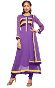 Designersareez Chiffon Solid Semi-stitched Salwar Suit Dupatta Material