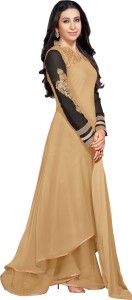 MF Retail Georgette Embroidered Semi-stitched Salwar Suit Dupatta Material