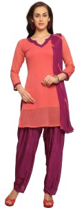 Designersareez Chiffon Solid Semi-stitched Salwar Suit Dupatta Material