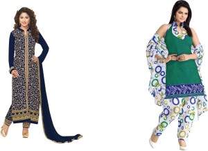 The Four Hundred Georgette Embroidered, Printed Salwar Suit Dupatta Material