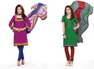BanoRani Cotton Polyester Blend Printed Salwar Suit Dupatta Material