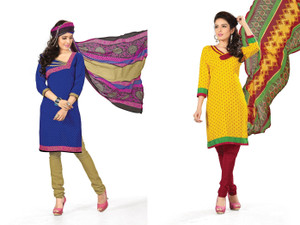BanoRani Cotton Polyester Blend Printed Salwar Suit Dupatta Material