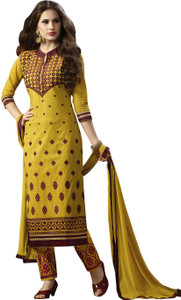 Vastrani Cotton Embroidered Semi-stitched Salwar Suit Dupatta Material