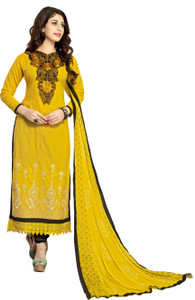 Blissta Cotton Embroidered, Self Design Salwar Suit Dupatta Material
