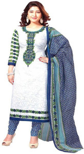 KRAZZYFORLOOK Cotton Polyester Blend Printed Semi-stitched Salwar Suit Dupatta Material