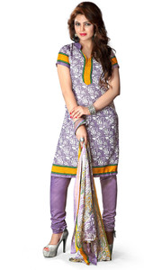 BanoRani Cotton Polyester Blend Printed Salwar Suit Dupatta Material