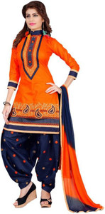 Vaidehi Fashion Cotton Embroidered Semi-stitched Salwar Suit Dupatta Material, Semi-stitched Salwar Suit Material