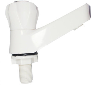 Saira White Plastic ABS Water Tap with Quarter-Turn operation - Pillar Cock Faucet Set