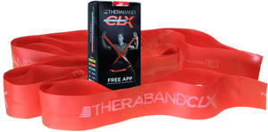 Thera-Band Latex Free CLX Consecutive Loops,Individual 5 Foot Pre-Cut, 9 Loops, Red, Medium, Beginner Level 3 Resistance Band